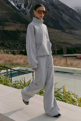 Pin Tuck Track Pants Grey Marle