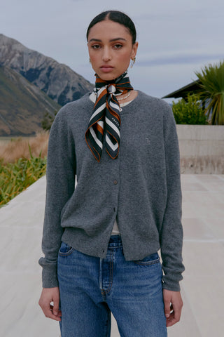 Posy Cashmere Cardigan Charcoal Marle