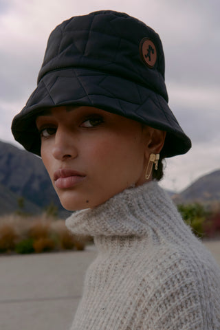 Quilted Monogram Bucket Hat Black