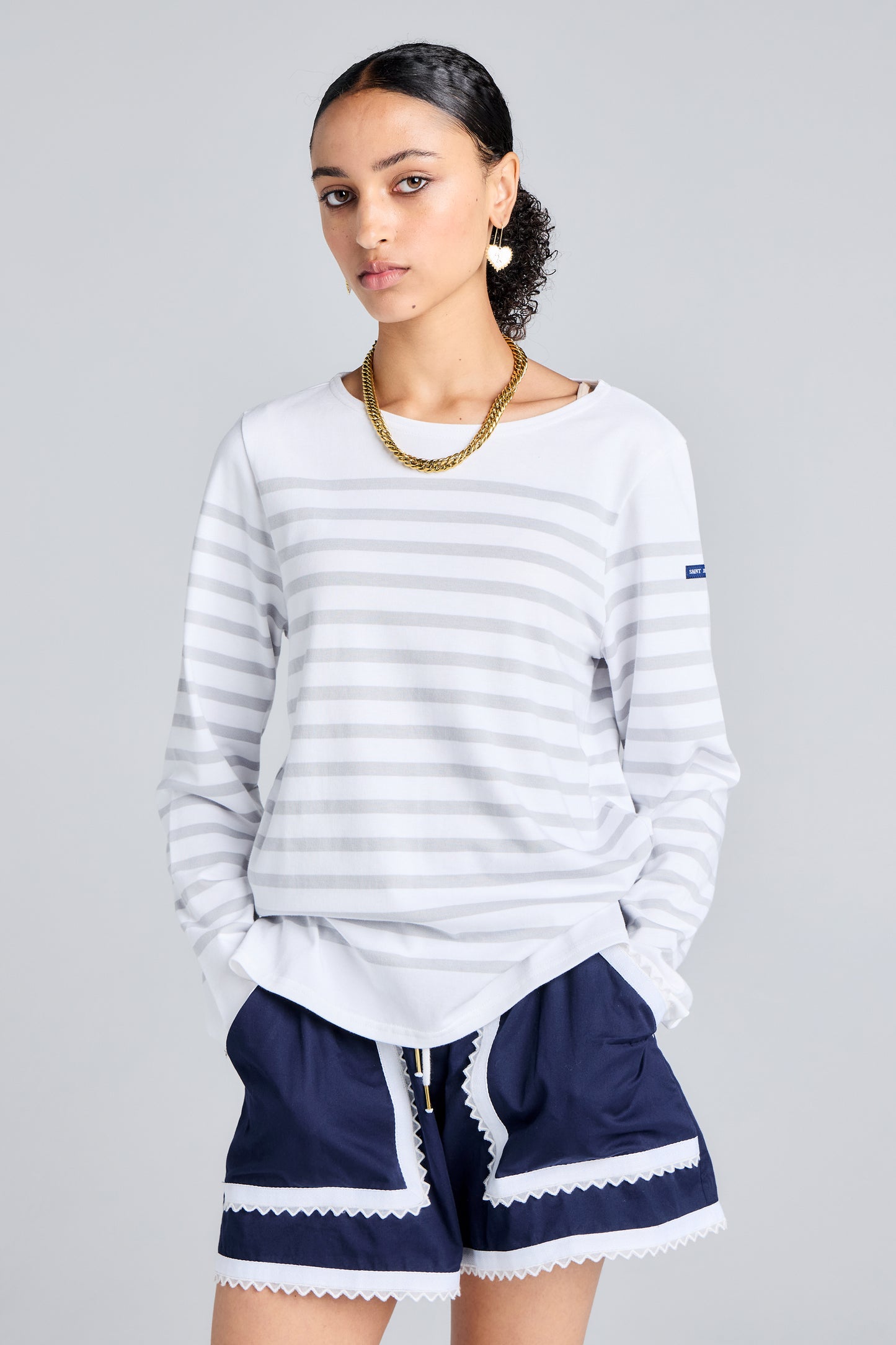 Naval Authentic Striped Sailor Shirt Neige/Gris