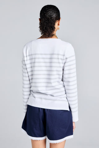 Naval Authentic Striped Sailor Shirt Neige/Gris