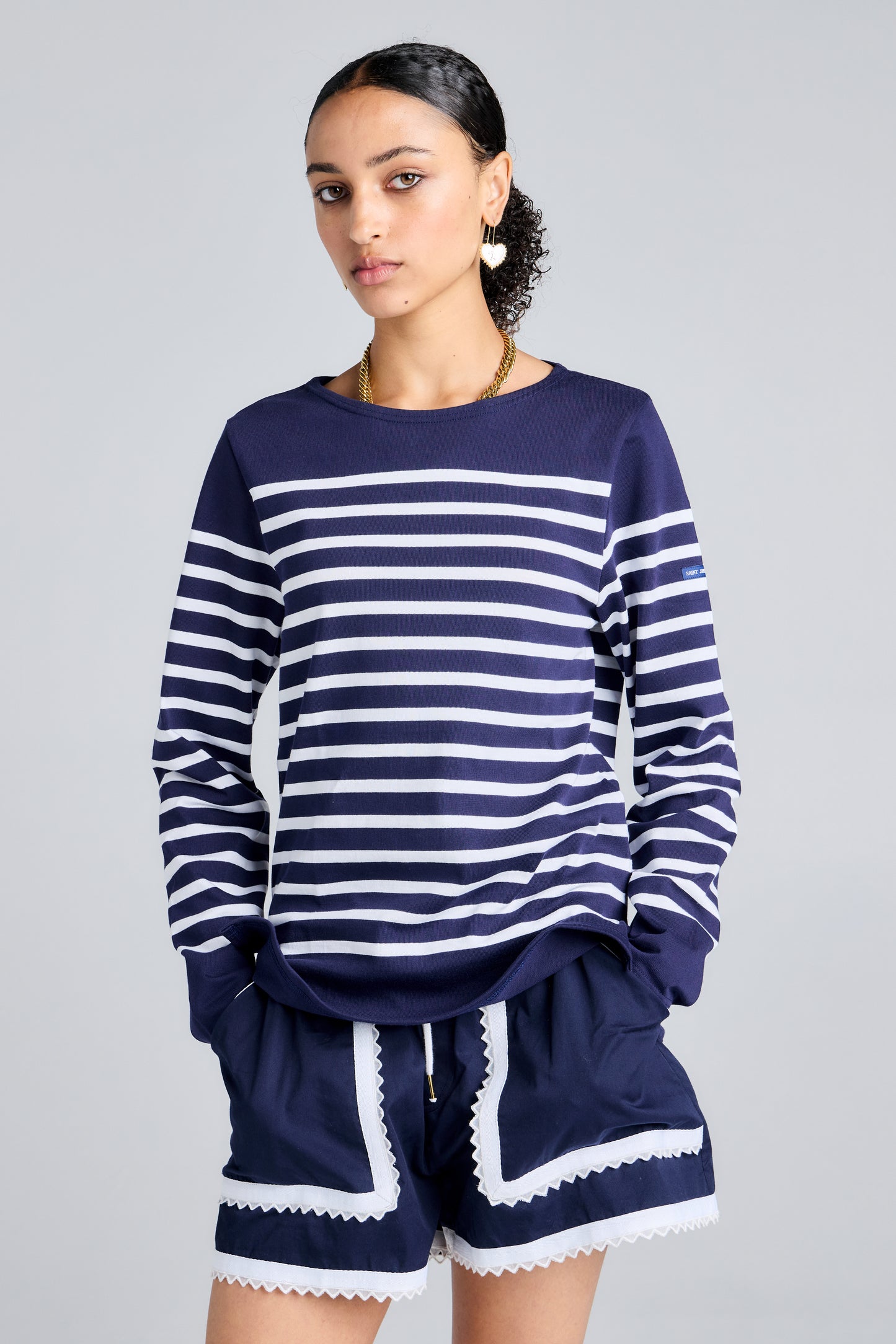 Naval Authentic Striped Sailor Shirt Neige/Marine
