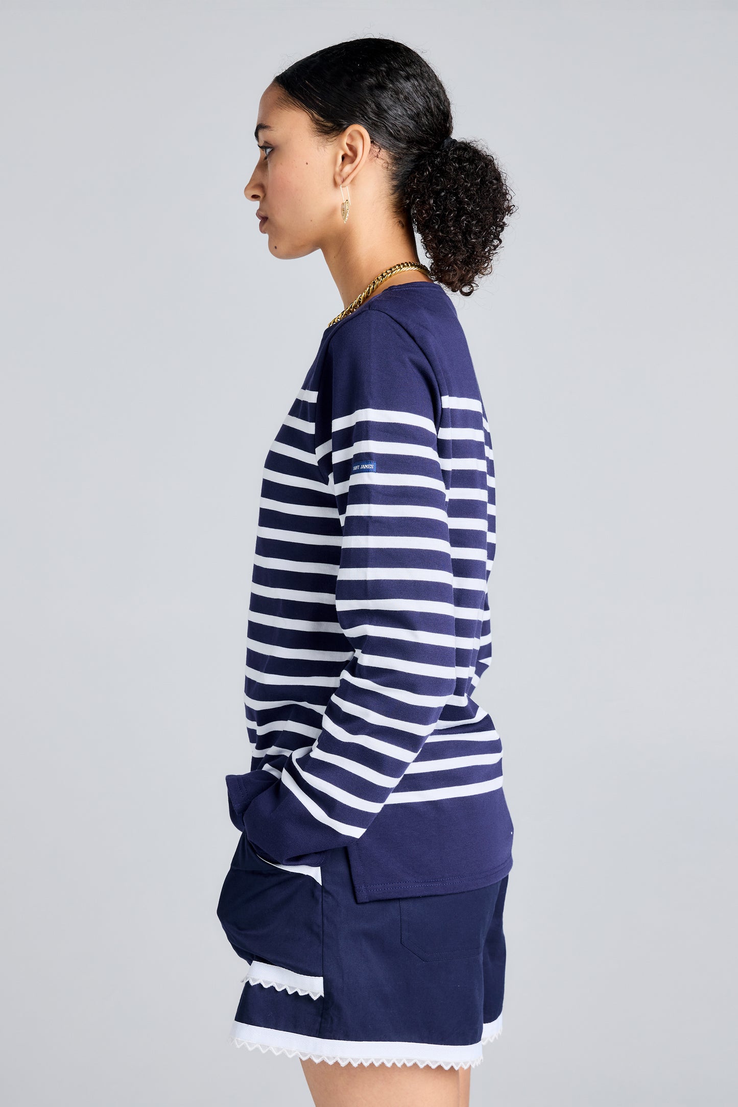 Naval Authentic Striped Sailor Shirt Neige/Marine