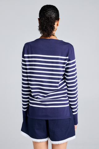 Naval Authentic Striped Sailor Shirt Neige/Marine