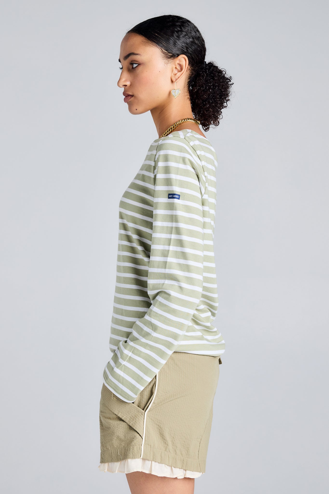 Minquiers Moderne Striped Sailor Shirt Amandier/Neige