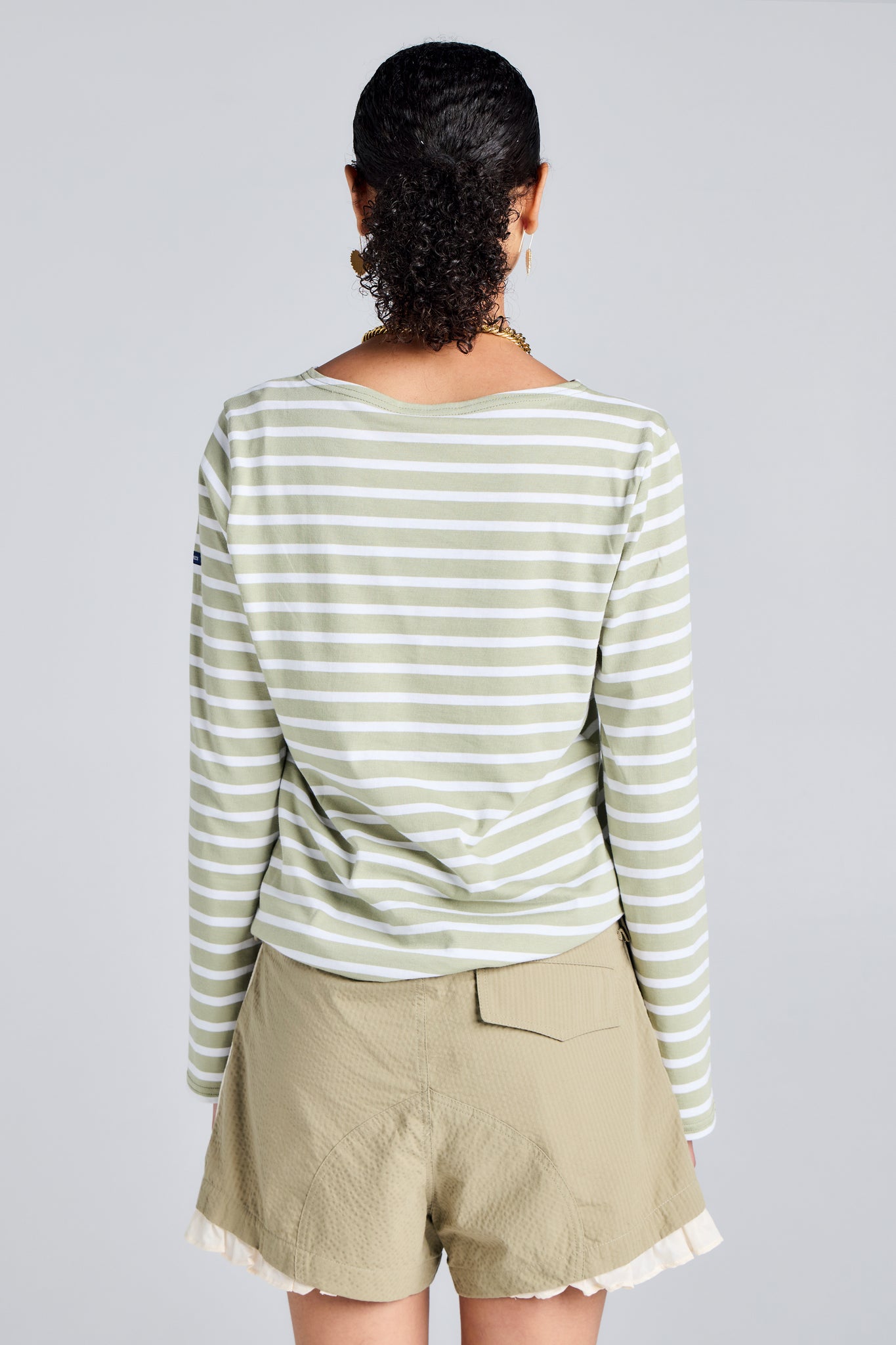 Minquiers Moderne Striped Sailor Shirt Amandier/Neige