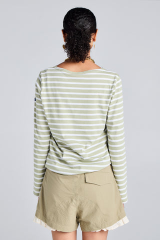 Minquiers Moderne Striped Sailor Shirt Amandier/Neige