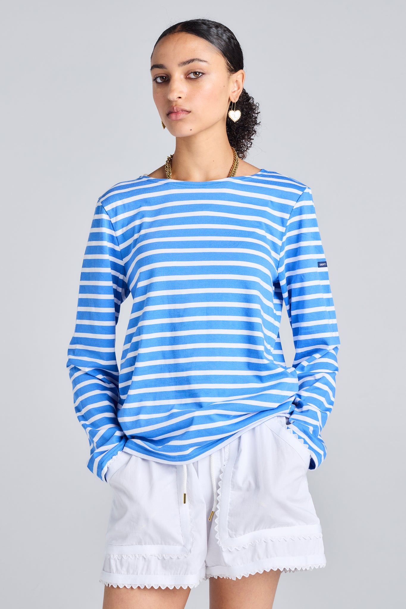Minquiers Moderne Striped Sailor Shirt Mer/Neige