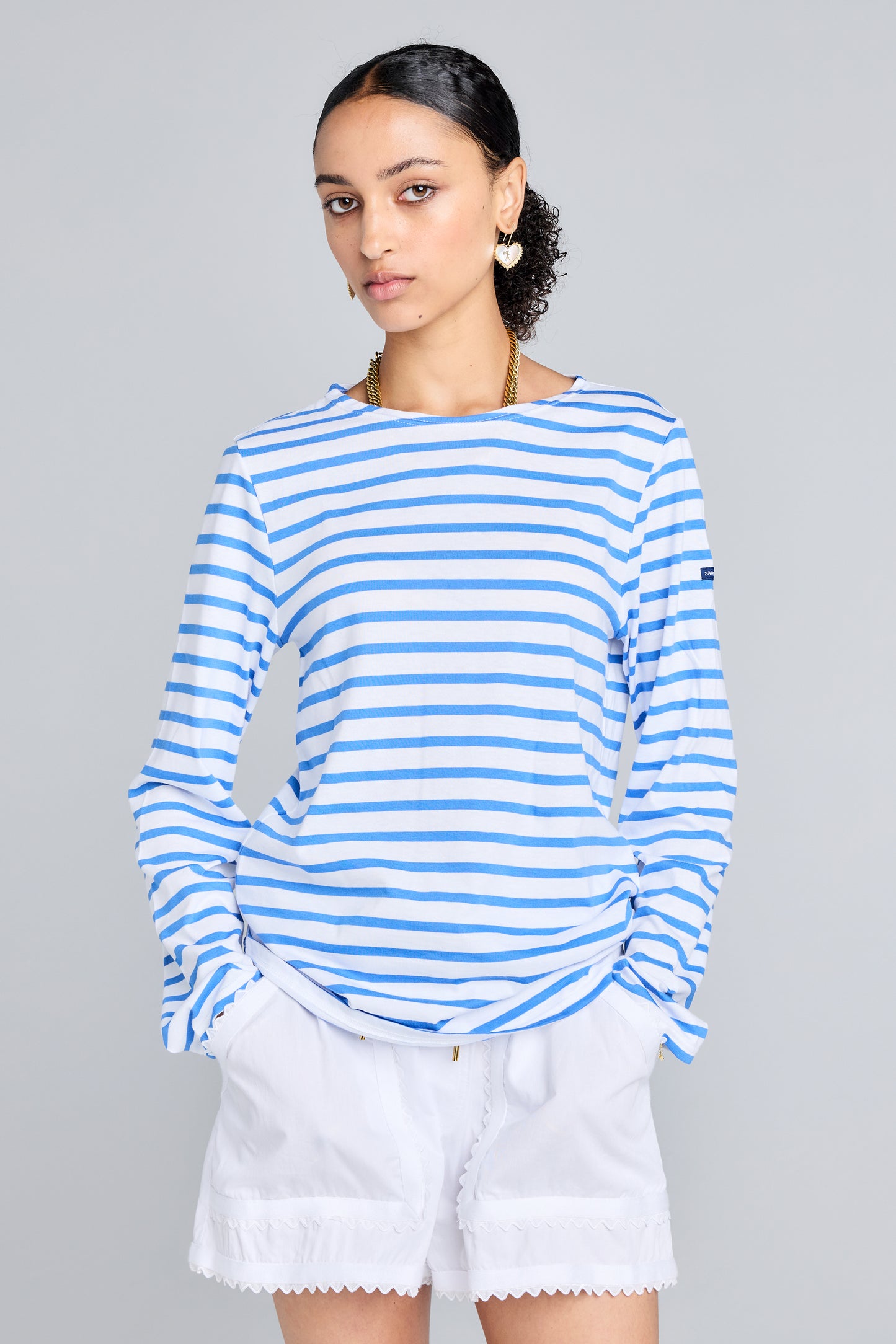 Minquiers Moderne Striped Sailor Shirt Neige/Mer