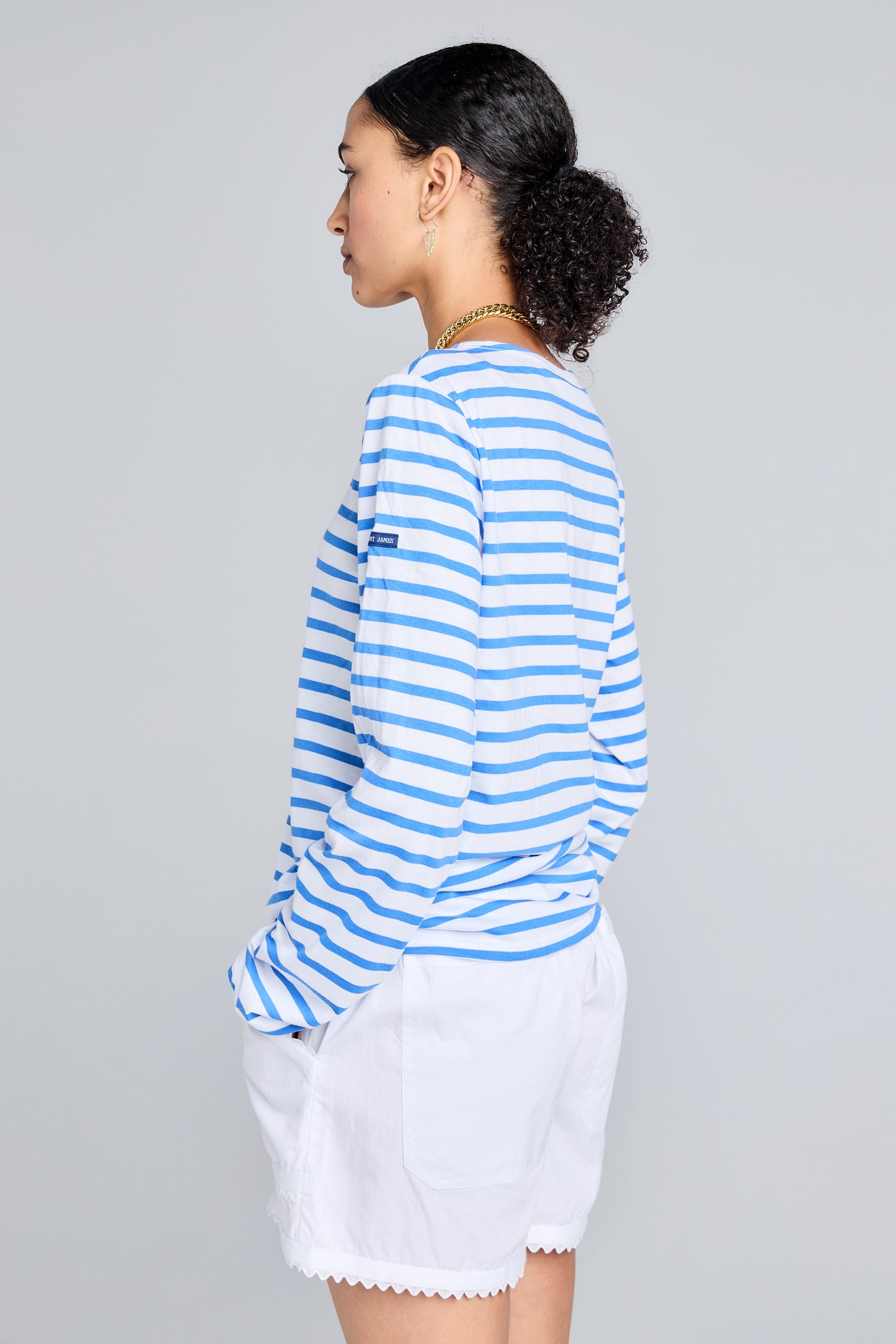 Minquiers Moderne Striped Sailor Shirt Neige/Mer