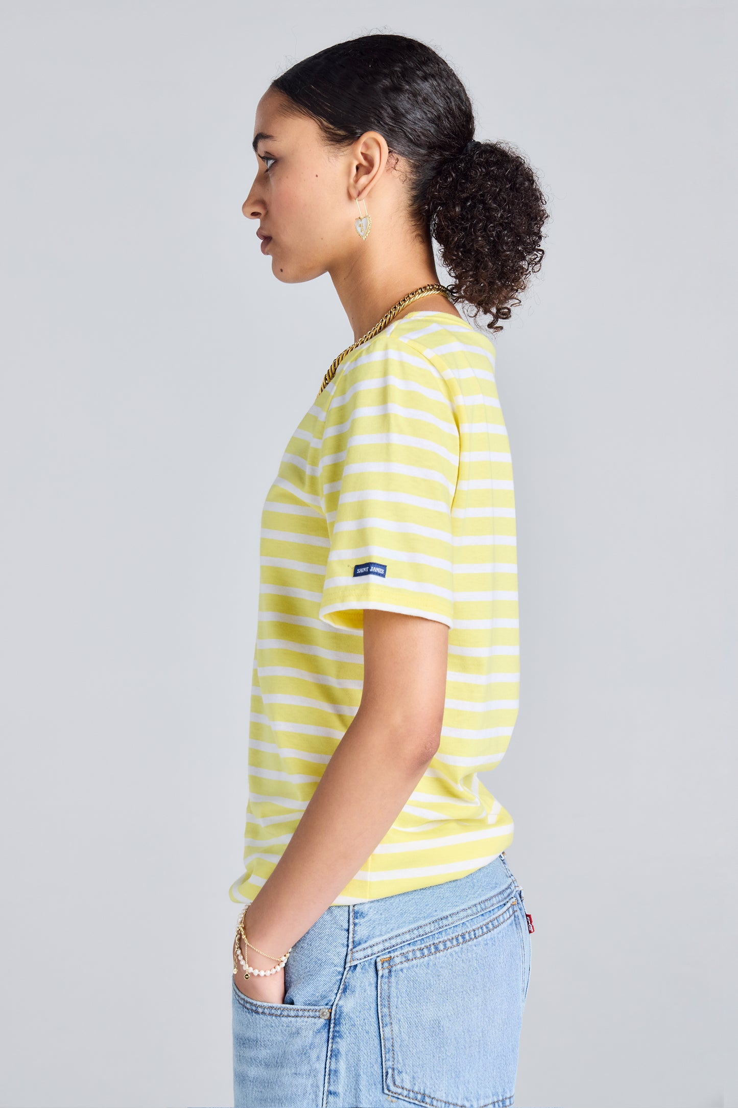 Levant Moderne Short Sleeve Striped Sailor Shirt Acidule/Neige