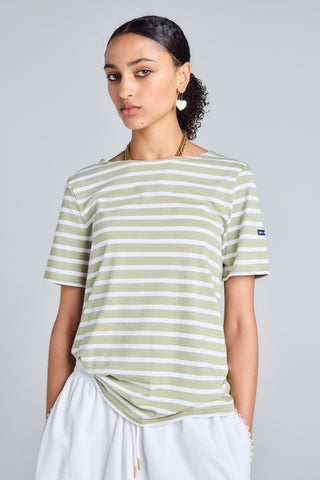 Levant Moderne Short Sleeve Striped Sailor Shirt Amandier/Neige