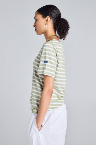 Levant Moderne Short Sleeve Striped Sailor Shirt Amandier/Neige