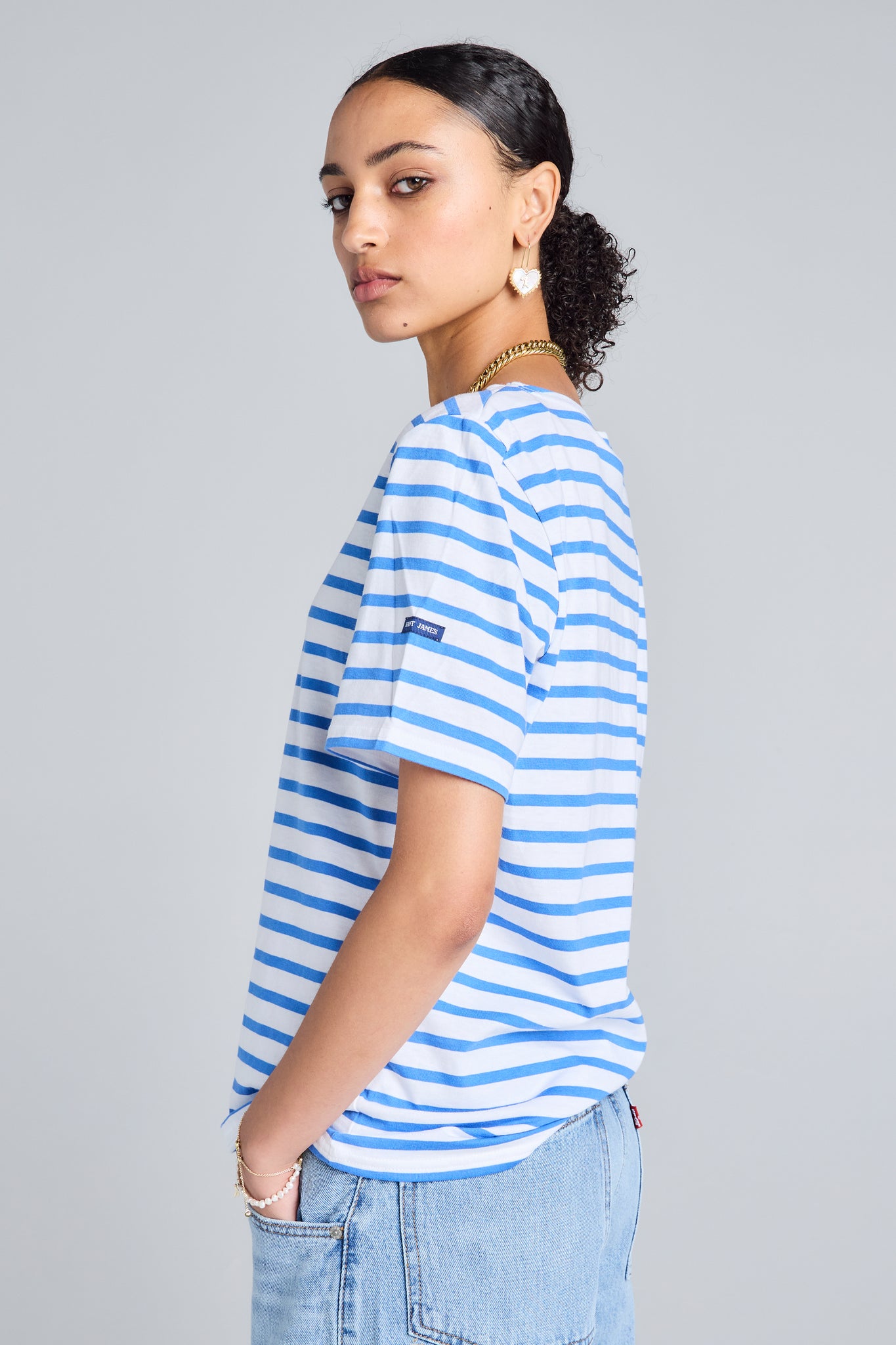 Levant Moderne Short Sleeve Striped Sailor Shirt Neige/Mer