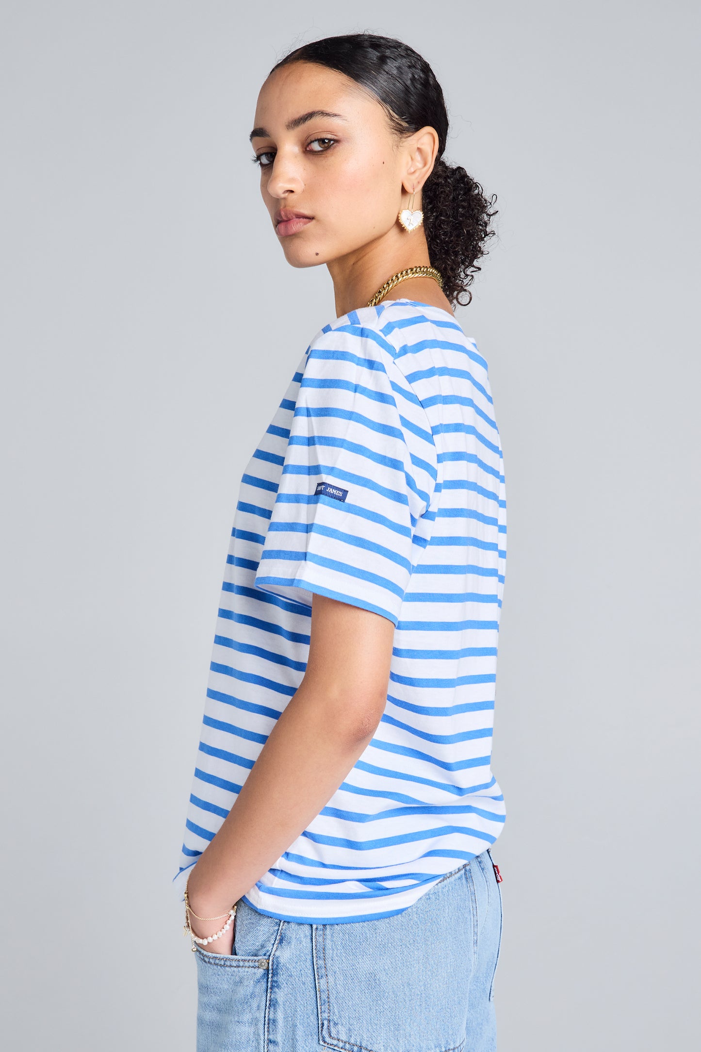 Levant Moderne Short Sleeve Striped Sailor Shirt Neige/Mer