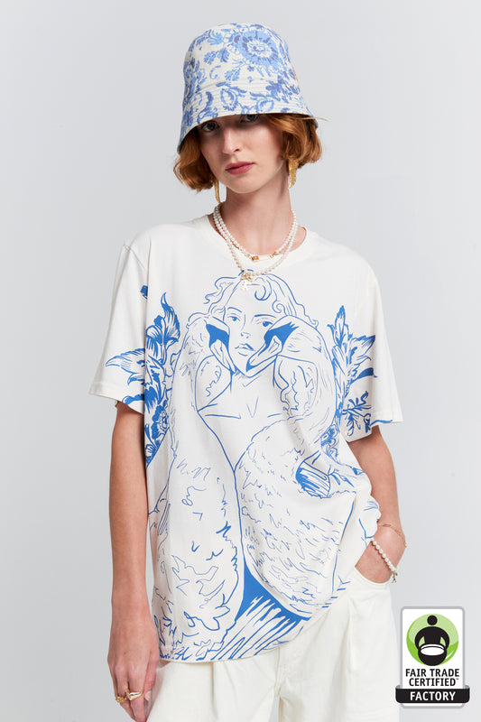 Swan Girl Organic Cotton T-Shirt Ecru