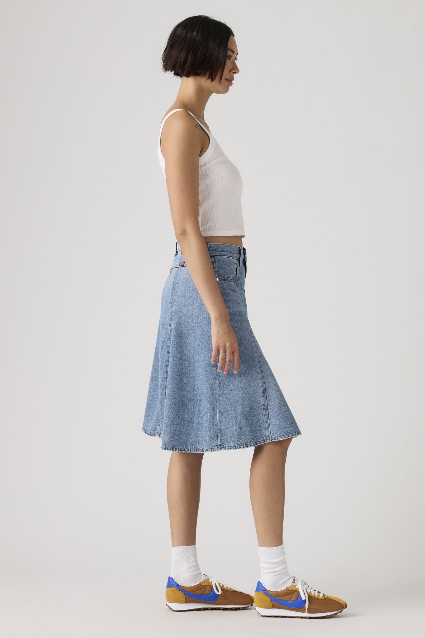 Godet Knee Length Skirt Good Grades Tencel