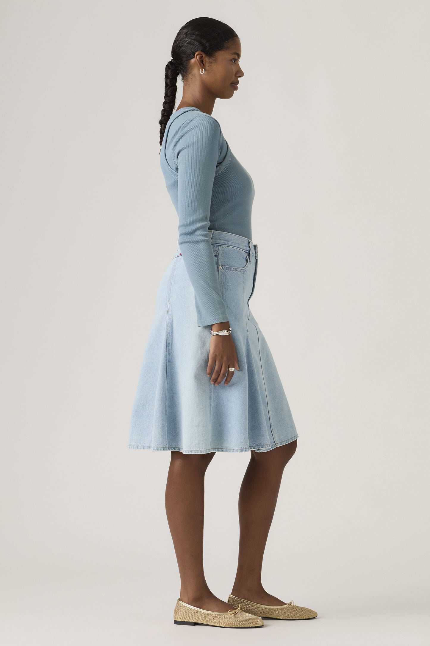 Godet Knee Length Skirt Of Course Stone