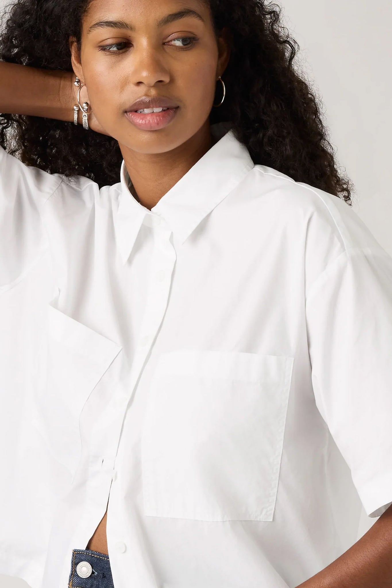 Harlie Shart-Sleeve Cropped Shirt Bright White