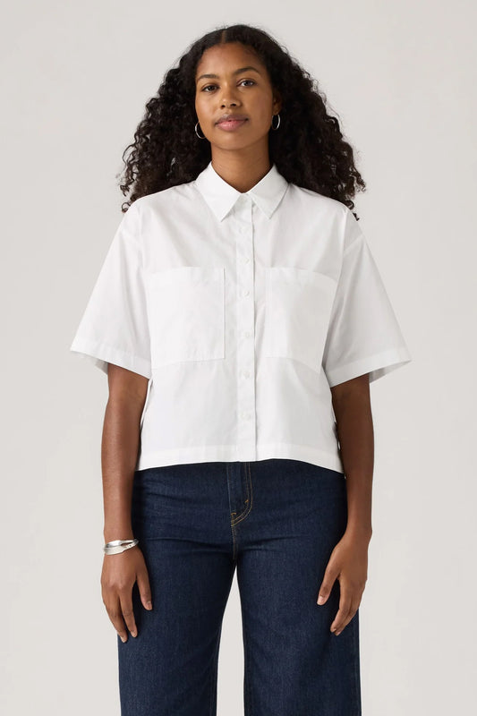 Harlie Shart-Sleeve Cropped Shirt Bright White