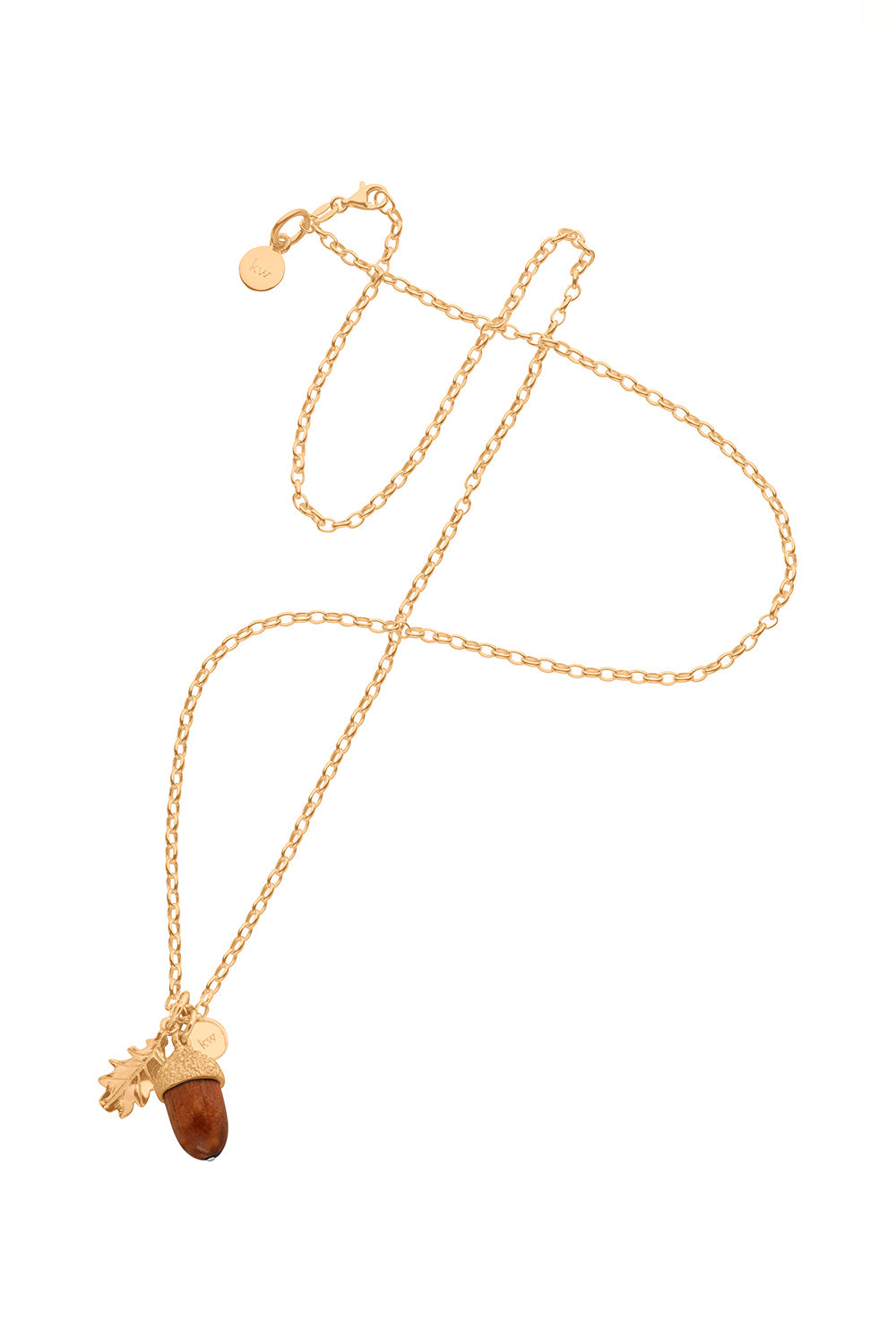 Acorn with Wood Pendant Gold