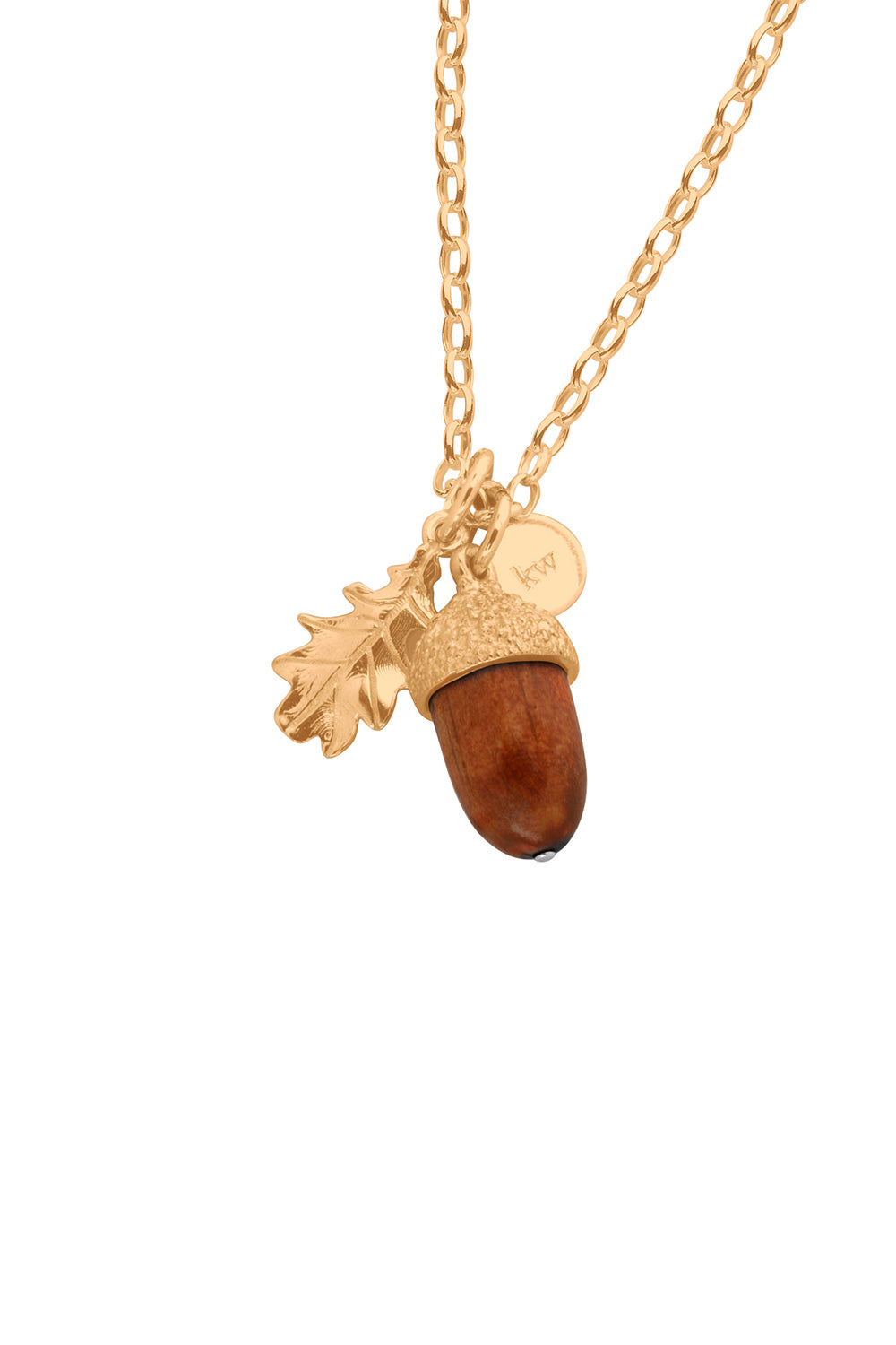 Acorn with Wood Pendant Gold