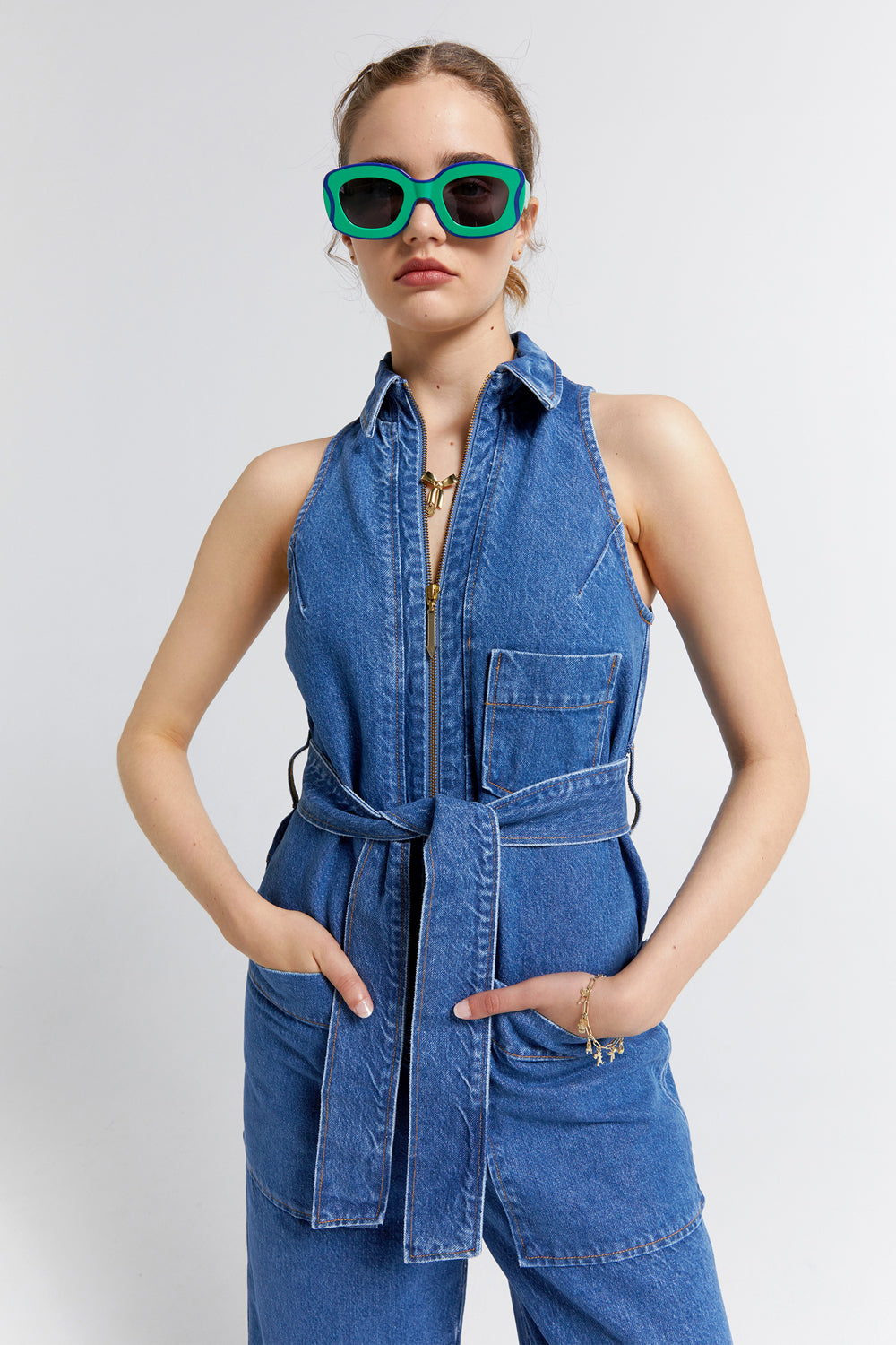 Aeronautical Jumpsuit Washed Denim
