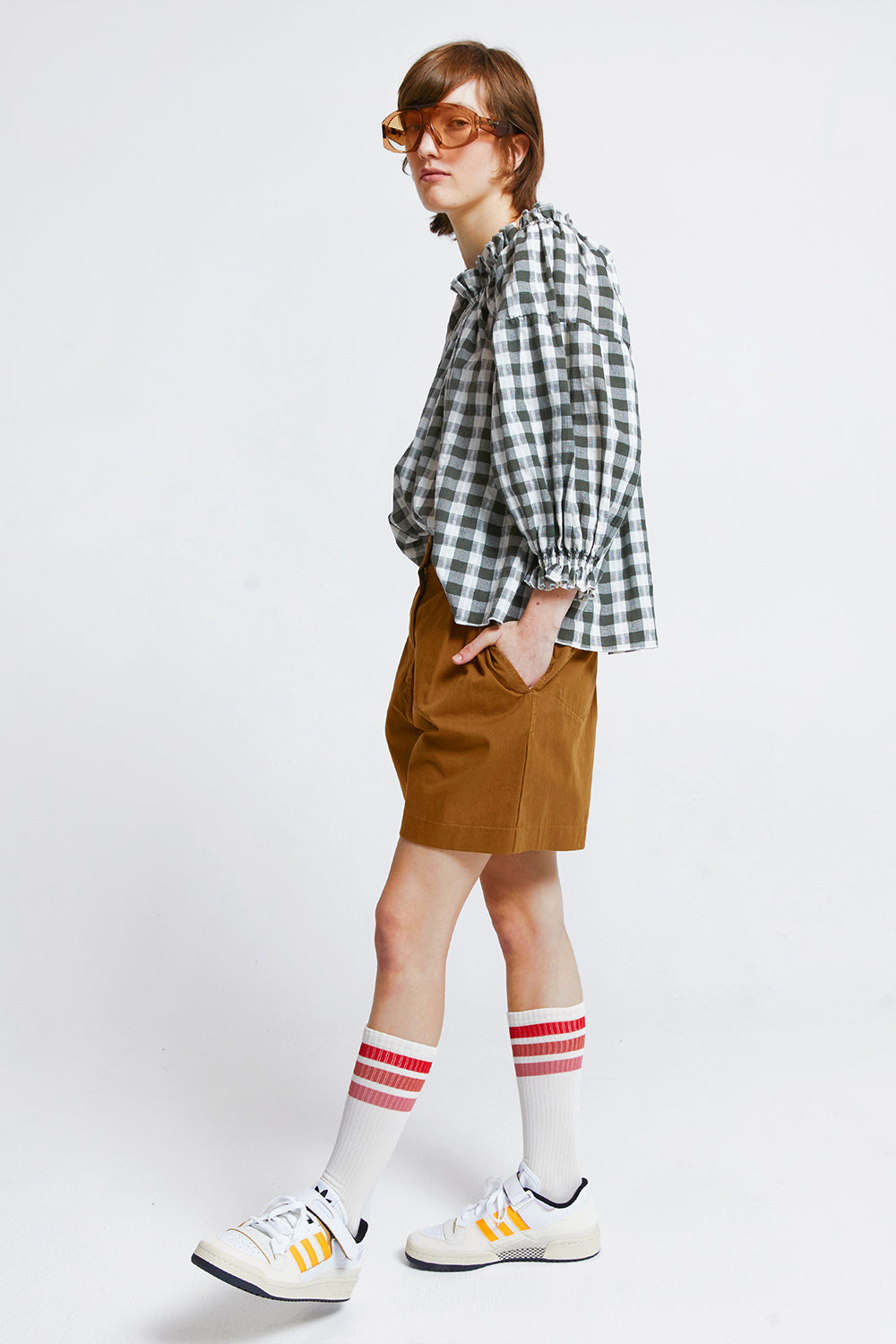 Antonia Organic Cotton Top Off-White/Khaki