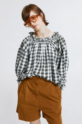 Antonia Organic Cotton Top Off-White/Khaki