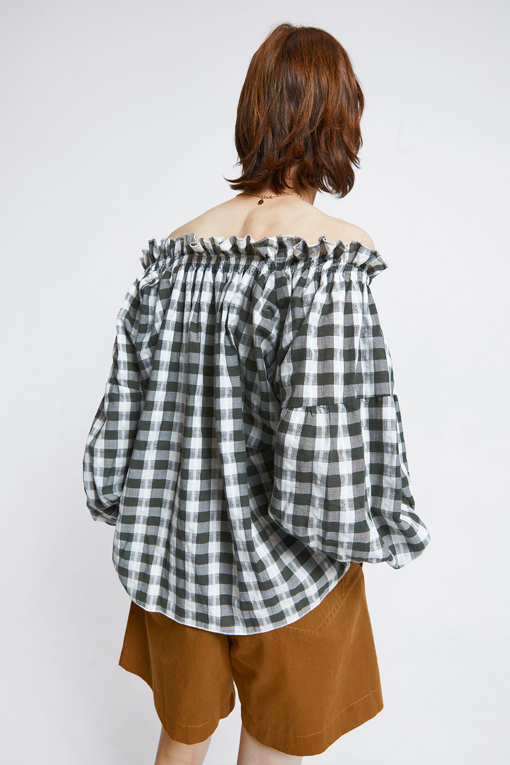 Antonia Organic Cotton Top Off-White/Khaki