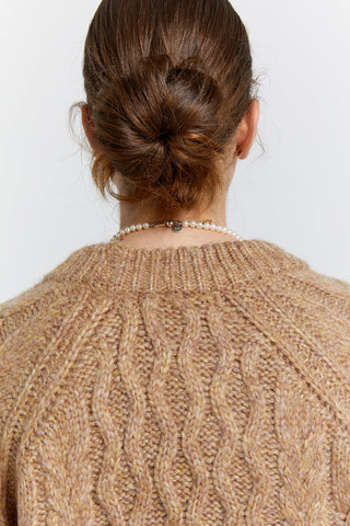 Cable Knit Cropped Sweater Honey Marle