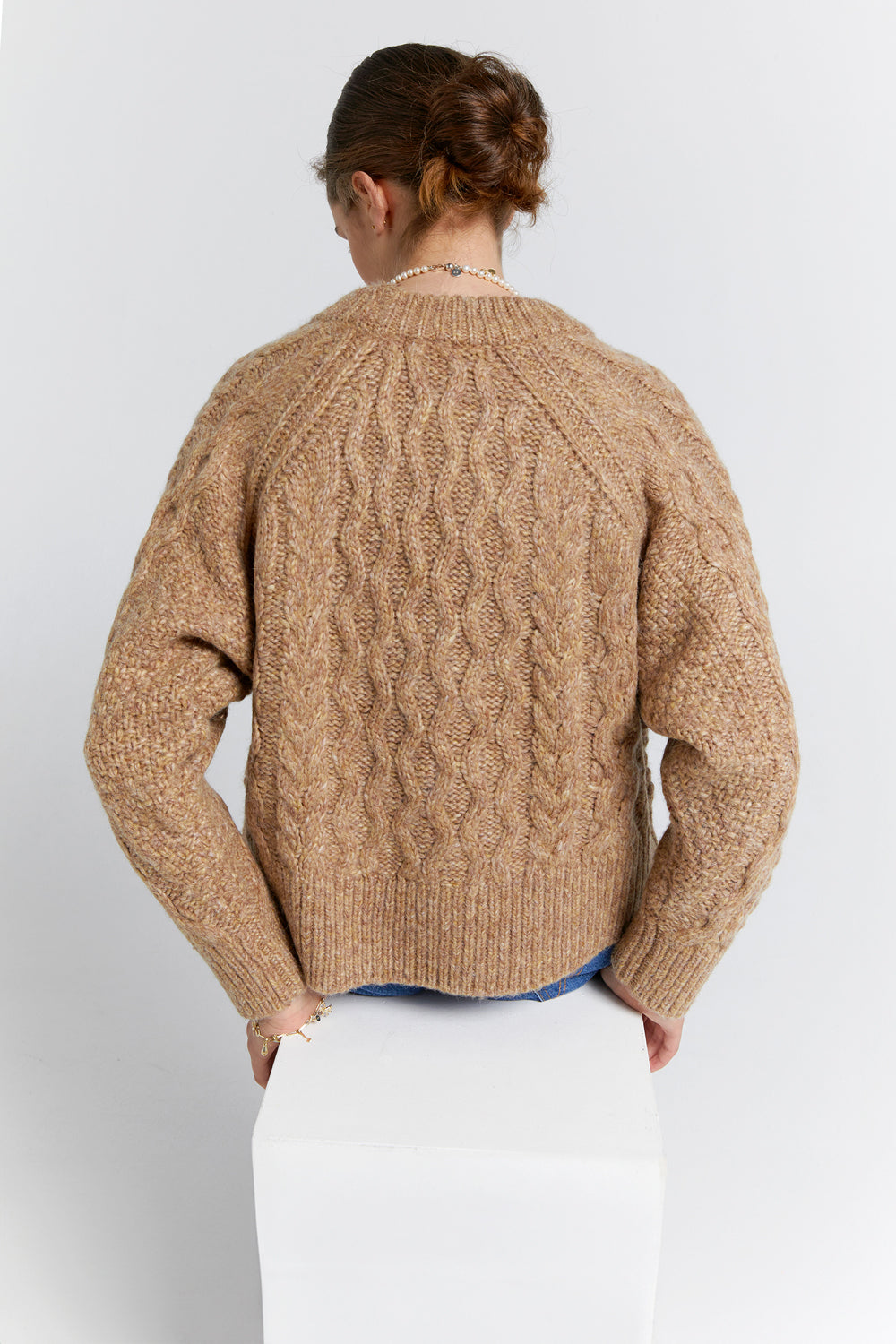 Cable Knit Cropped Sweater Honey Marle