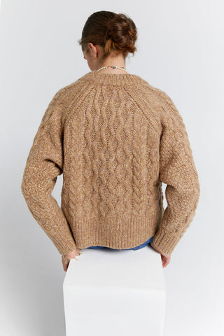 Cable Knit Cropped Sweater Honey Marle
