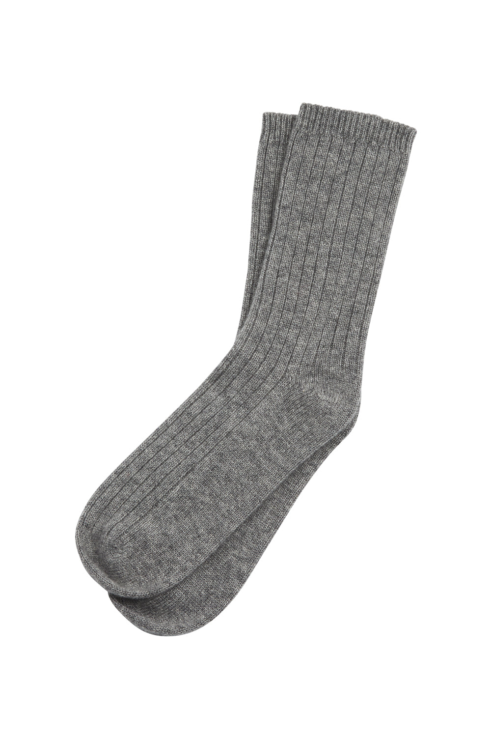 100% Cashmere Rib Socks Grey Marle