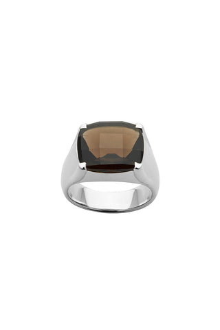 Chequerboard 14 x 12mm Silver & Smoky Quartz