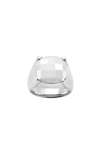 Chequerboard Ring 14mm Silver & White Agate – Karen Walker
