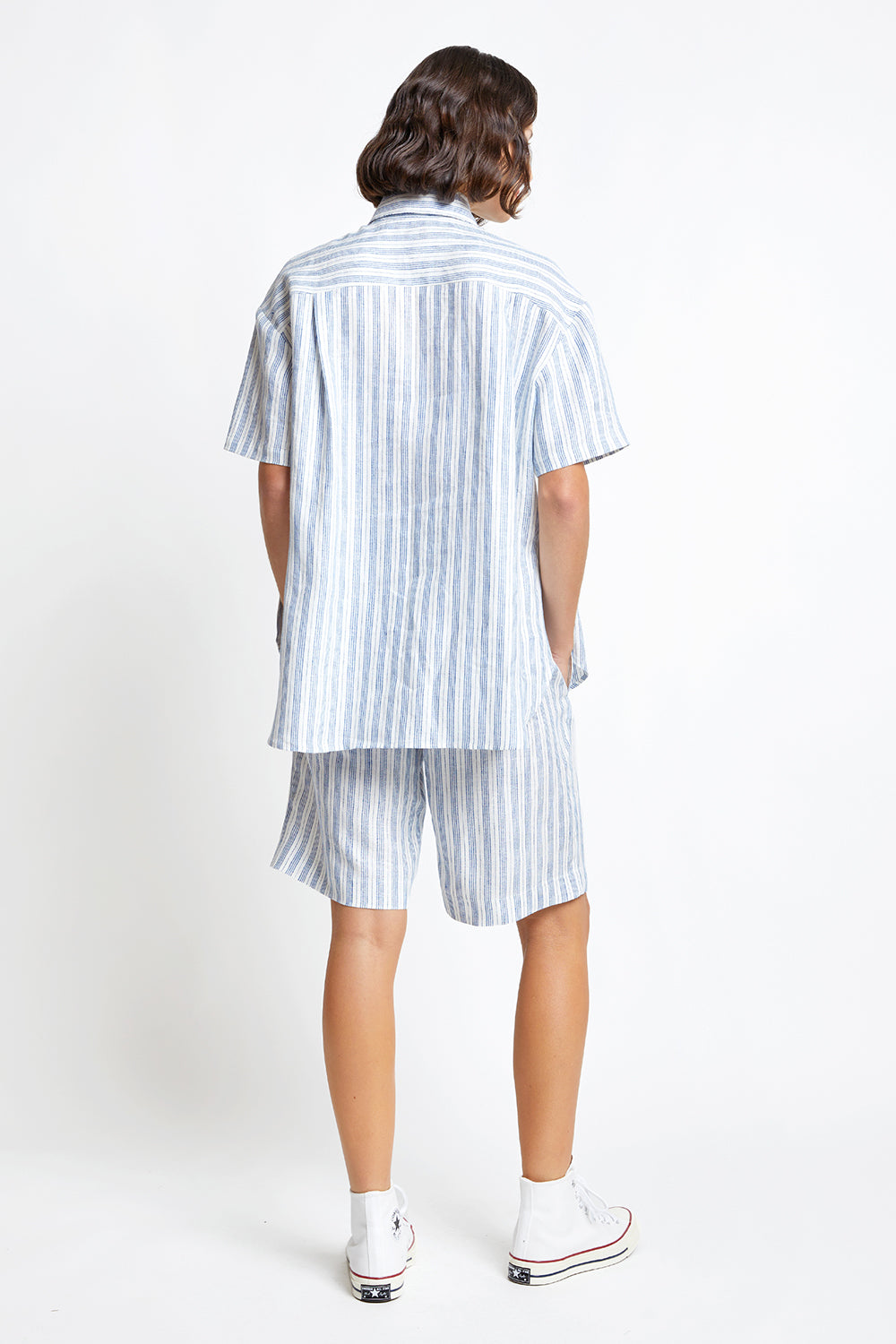 Classic Short Sleeve Shirt Off-White/Blue