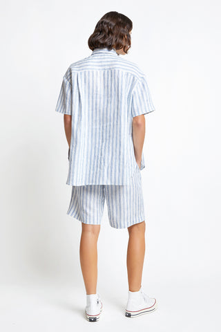 Classic Short Sleeve Shirt Off-White/Blue