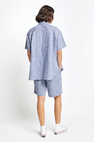 Classic Short Sleeve Shirt Off-White/Navy