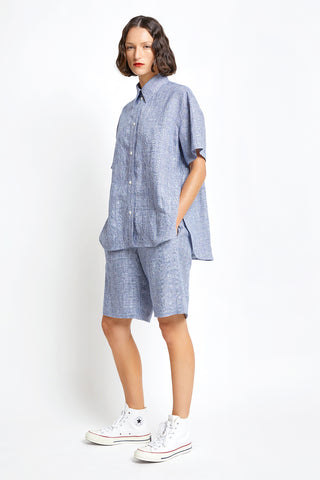 Classic Short Sleeve Shirt Off-White/Navy