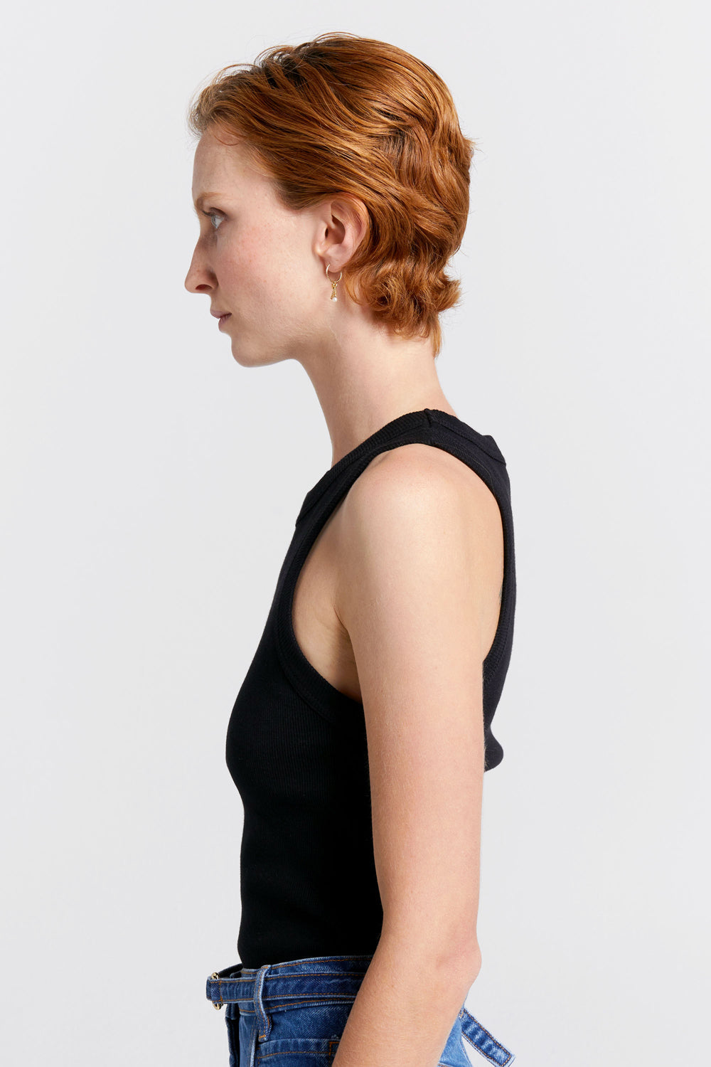 Cotton Ribbed Singlet Black