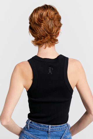 Cotton Ribbed Singlet Black