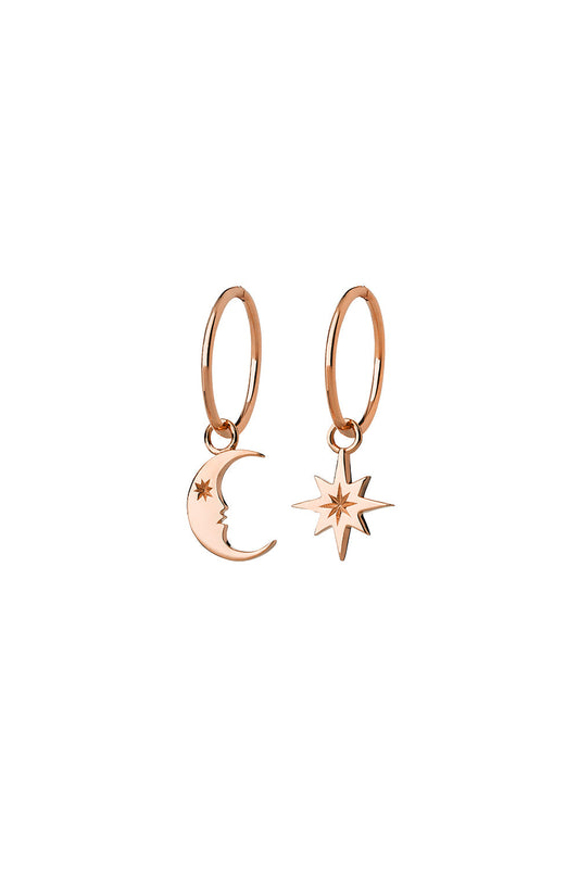 Crescent Moon and Star Sleepers Rose Gold