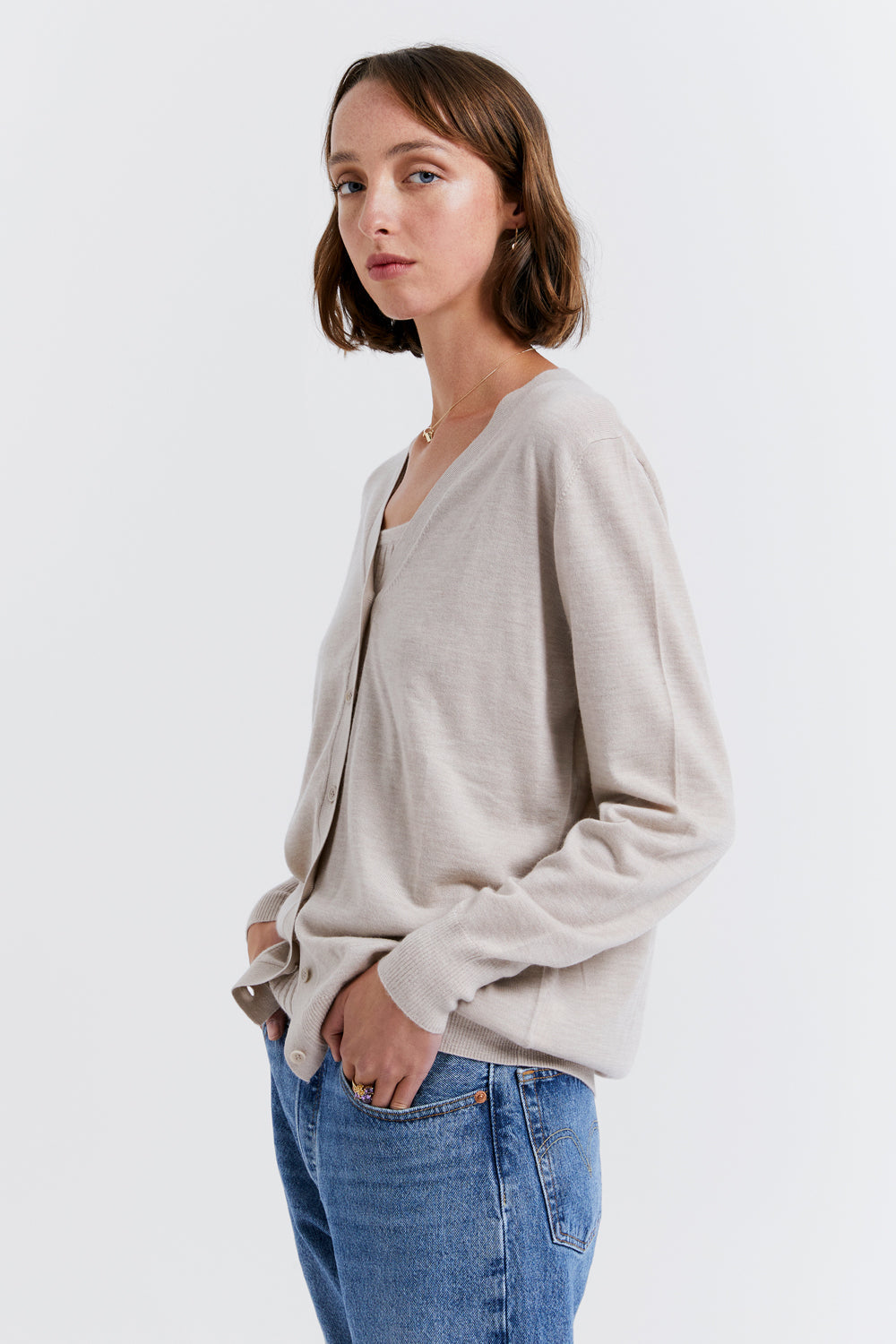 Daisy Cashmere Cardigan Oat Marle