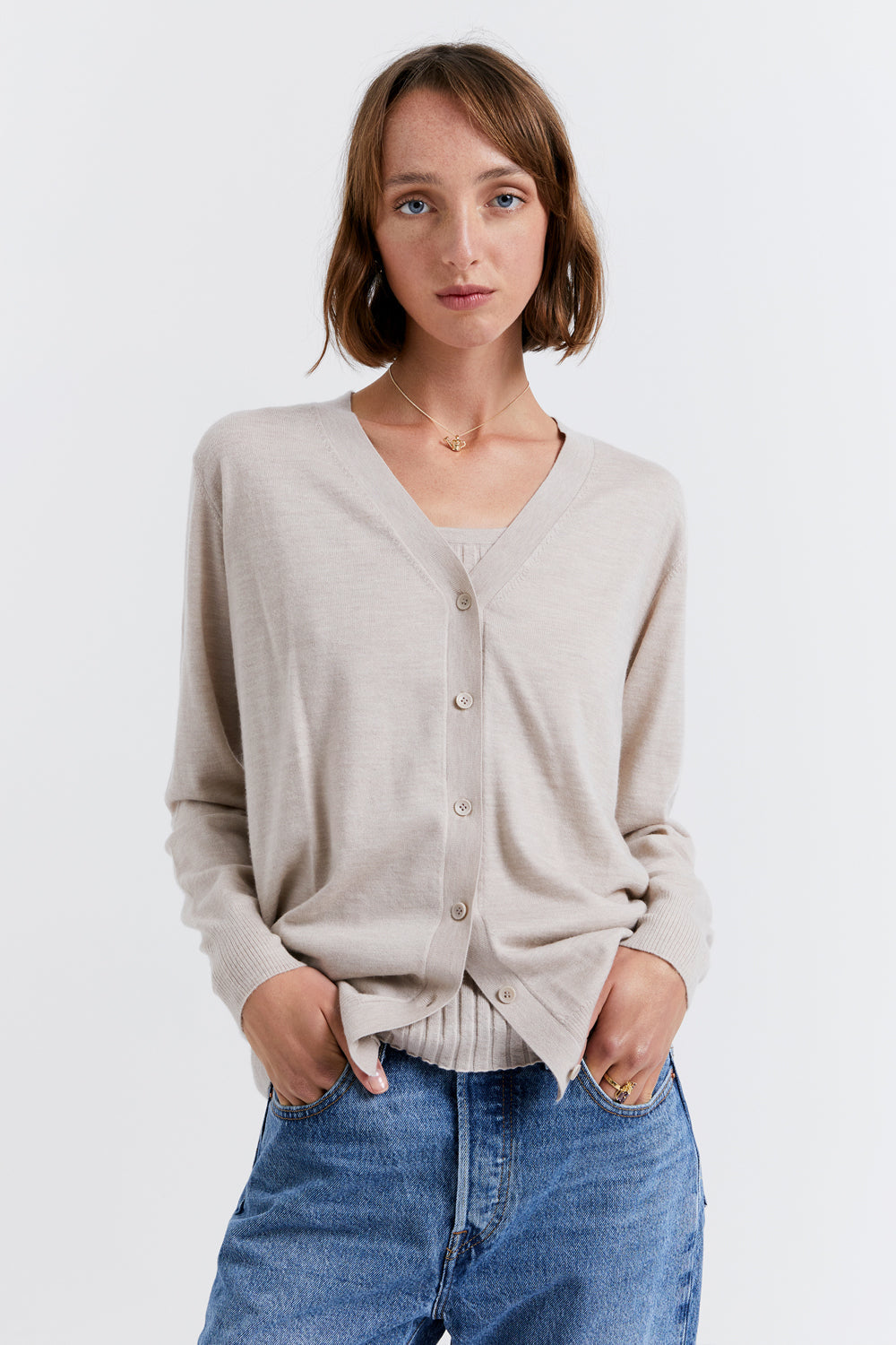 Daisy Cashmere Cardigan Oat Marle