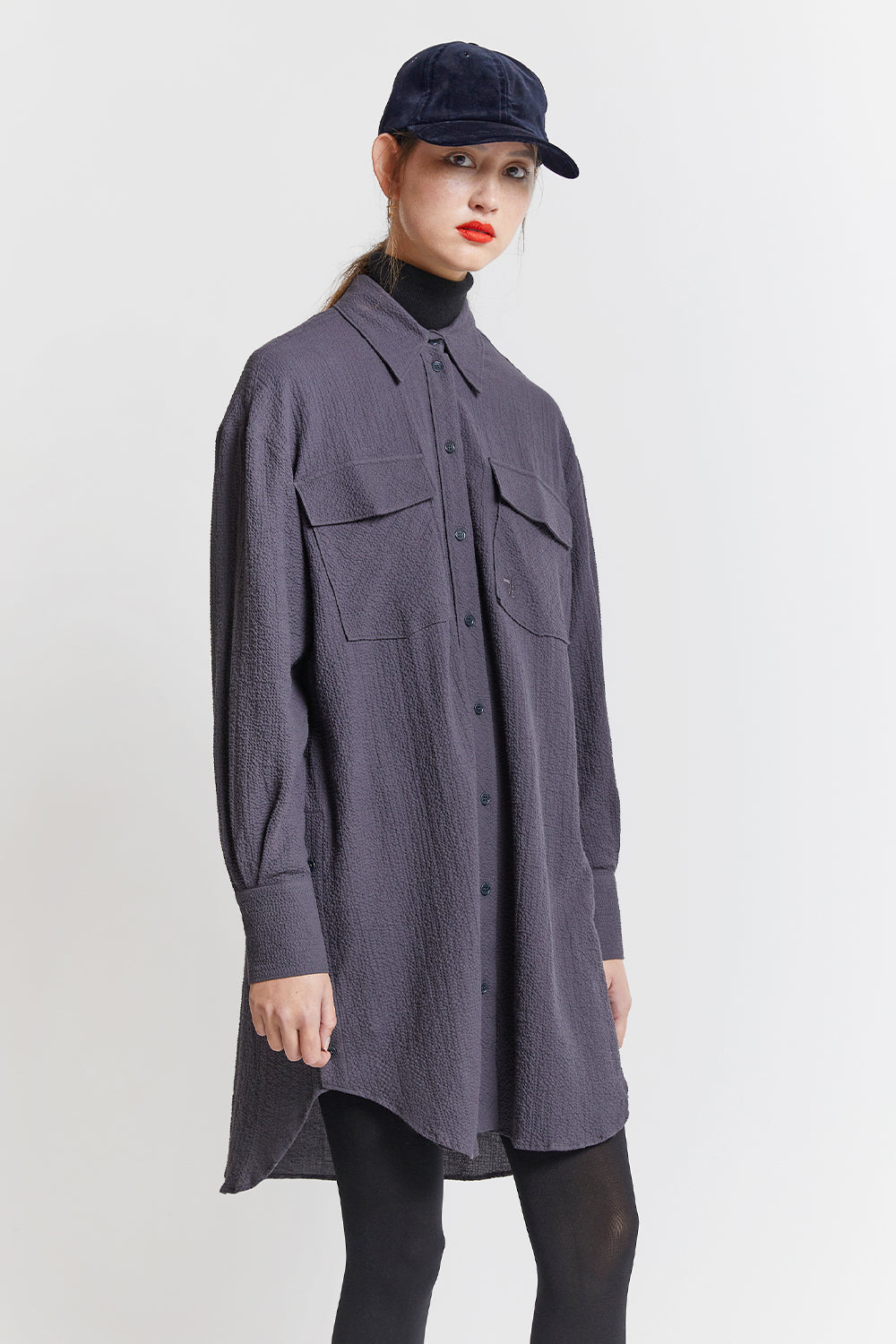 Eleanor Organic Cotton Shirt Dress Charcoal