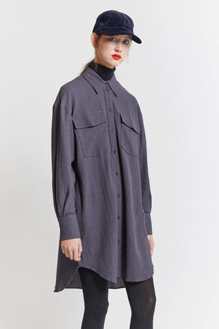 Eleanor Organic Cotton Shirt Dress Charcoal