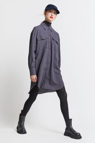 Eleanor Organic Cotton Shirt Dress Charcoal