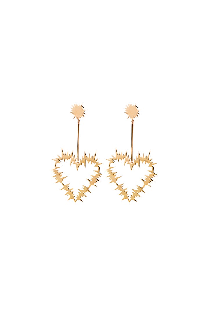 Electric Heart Drop Earrings Gold