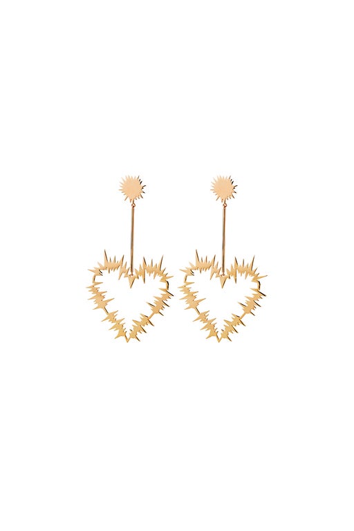Electric Heart Drop Earrings Gold-Plated